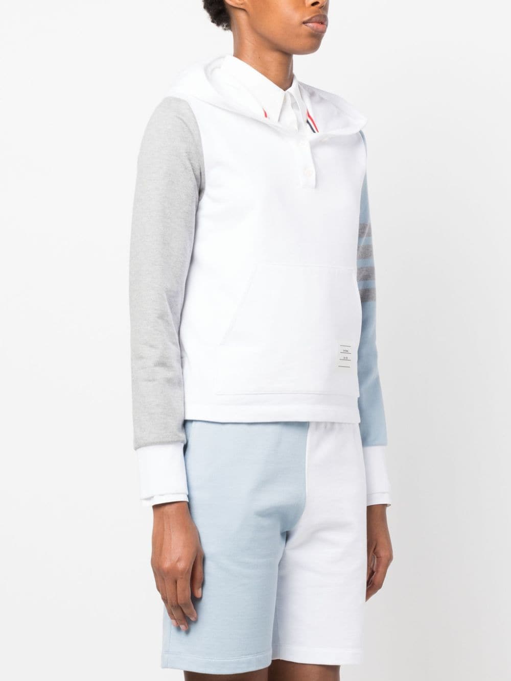 Shop Thom Browne Funmix 4-bar Cotton Hoodie In White