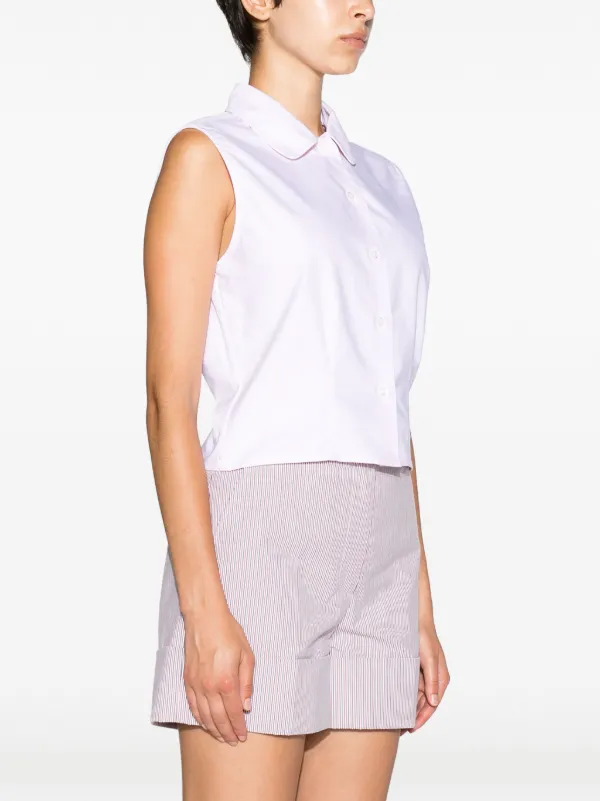 【THOM BROWNE】Sleeveless T-shirt/追跡可能/全国送料無料 Thom Browne Cotton Sleeveless Shirt | Pink | FARFETCH SG