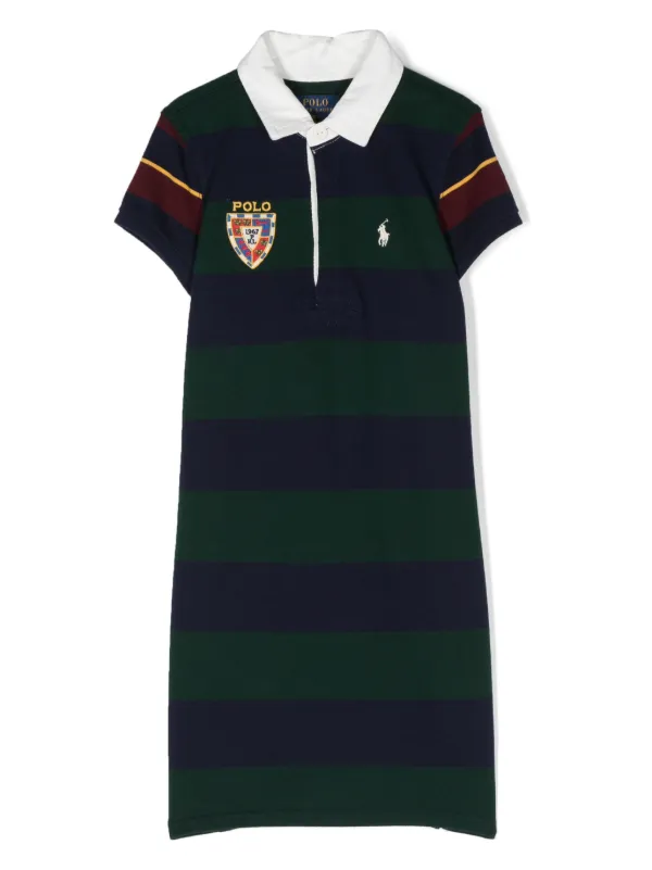 POLO RALPH LAUREN KIDS logo embroidered Striped Polo Dress Blue FARFETCH UZ