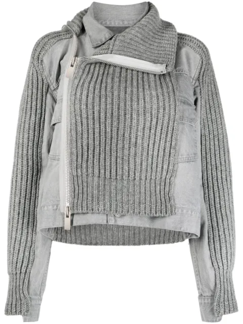 sacai knitted biker jacket