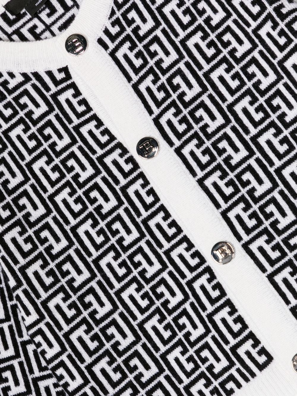 Shop Balmain Monogram-pattern Knitted Cardigan In Black