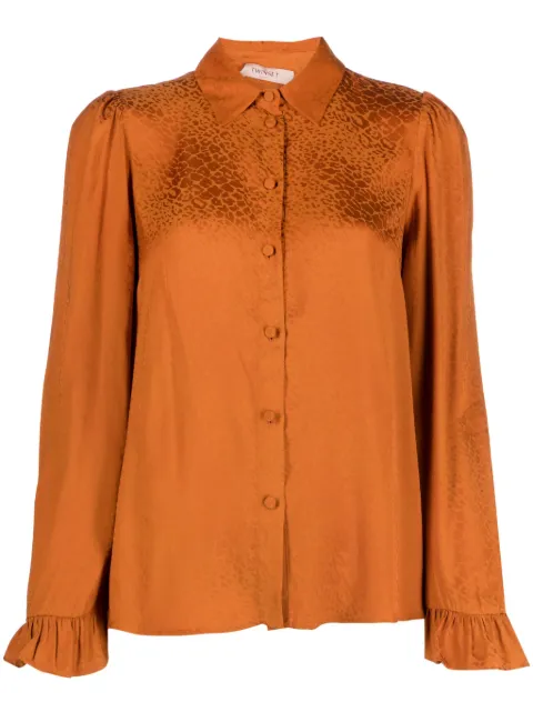 TWINSET camisa con animal print y volantes en los puños