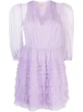TWINSET tulle-overlay ruffled minidress - Purple