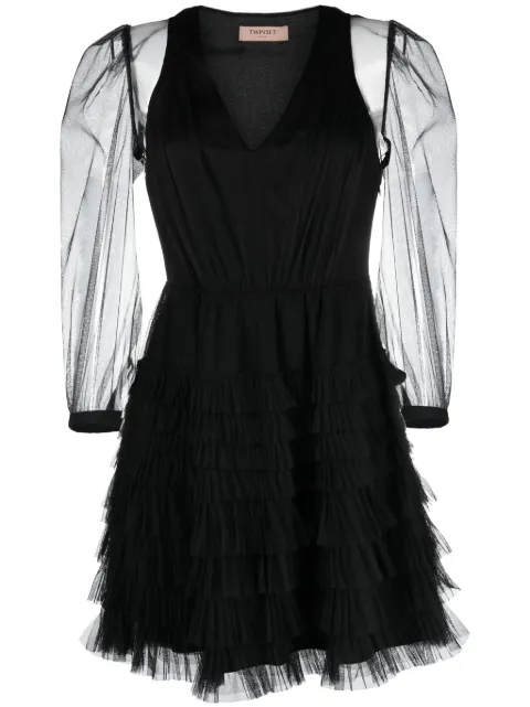 TWINSET ruffled semi-sheer minidress