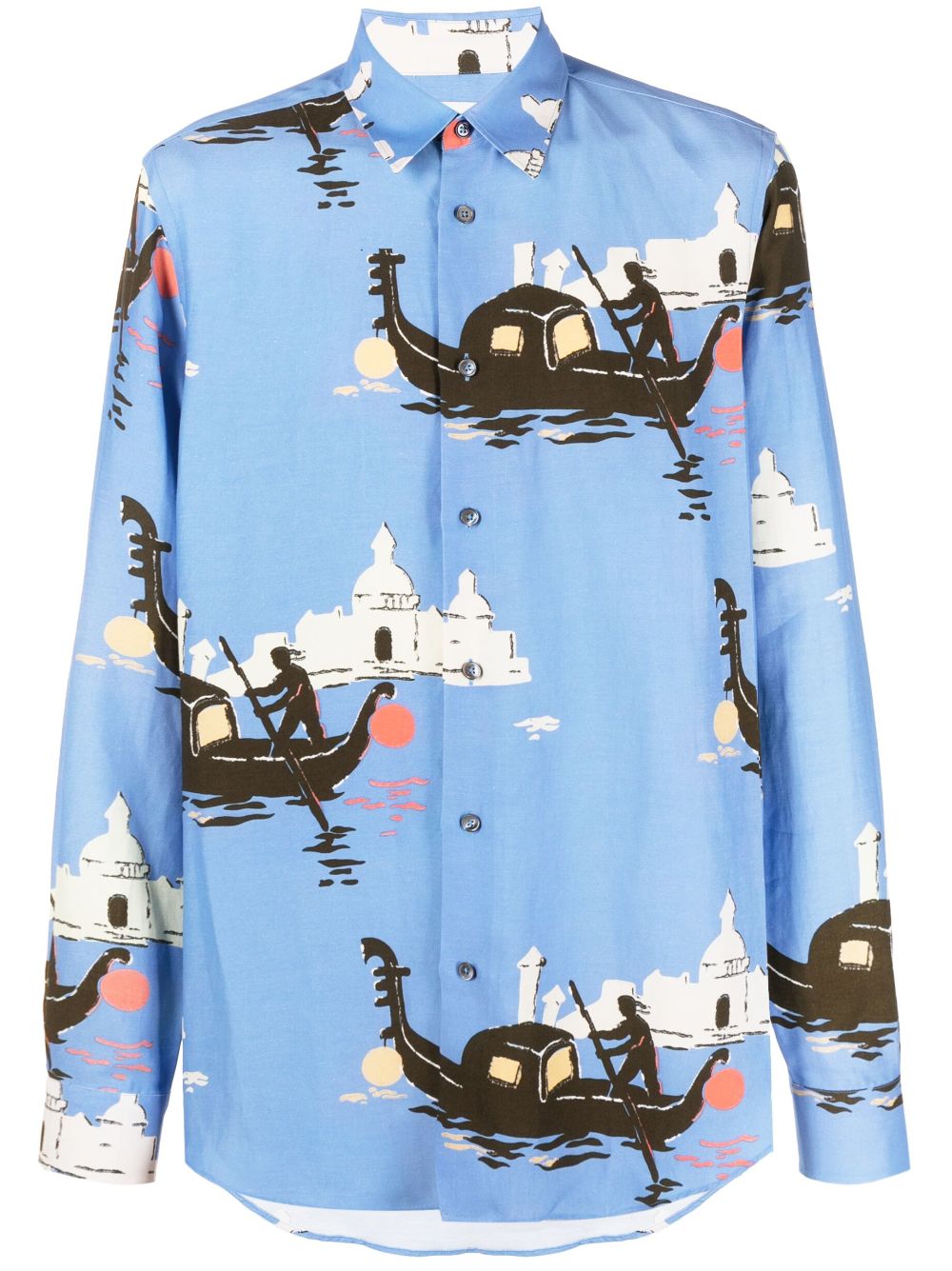 Paul Smith graphic-print long-sleeve shirt - Blue