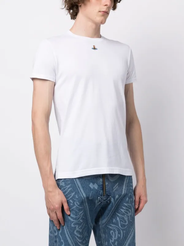 Vivienne Westwood Orb logo-embroidery Cotton T-shirt | White