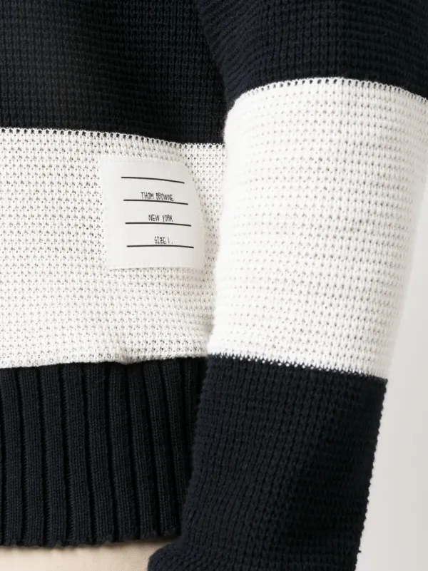 Thom Browne ストライプ ニットポロシャツ | ブルー | FARFETCH JP