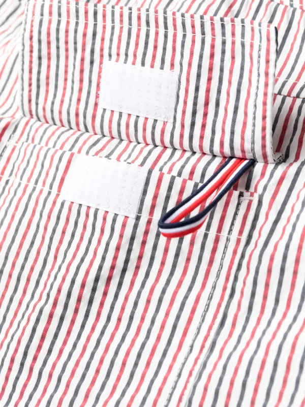 Thom Browne シアサッカー ストライプ トランクス水着 | ホワイト