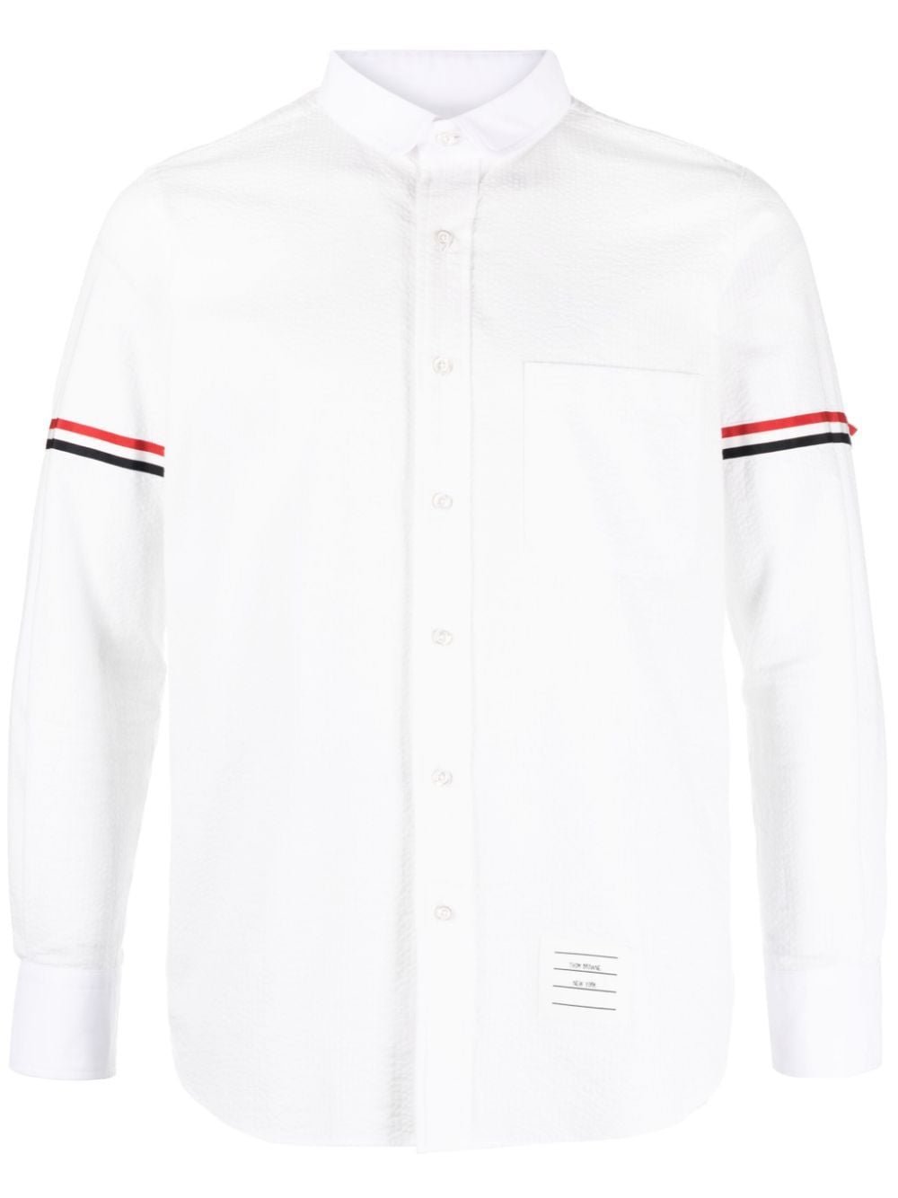 Shop Thom Browne Armband-detail Seersucker Cotton Shirt In White