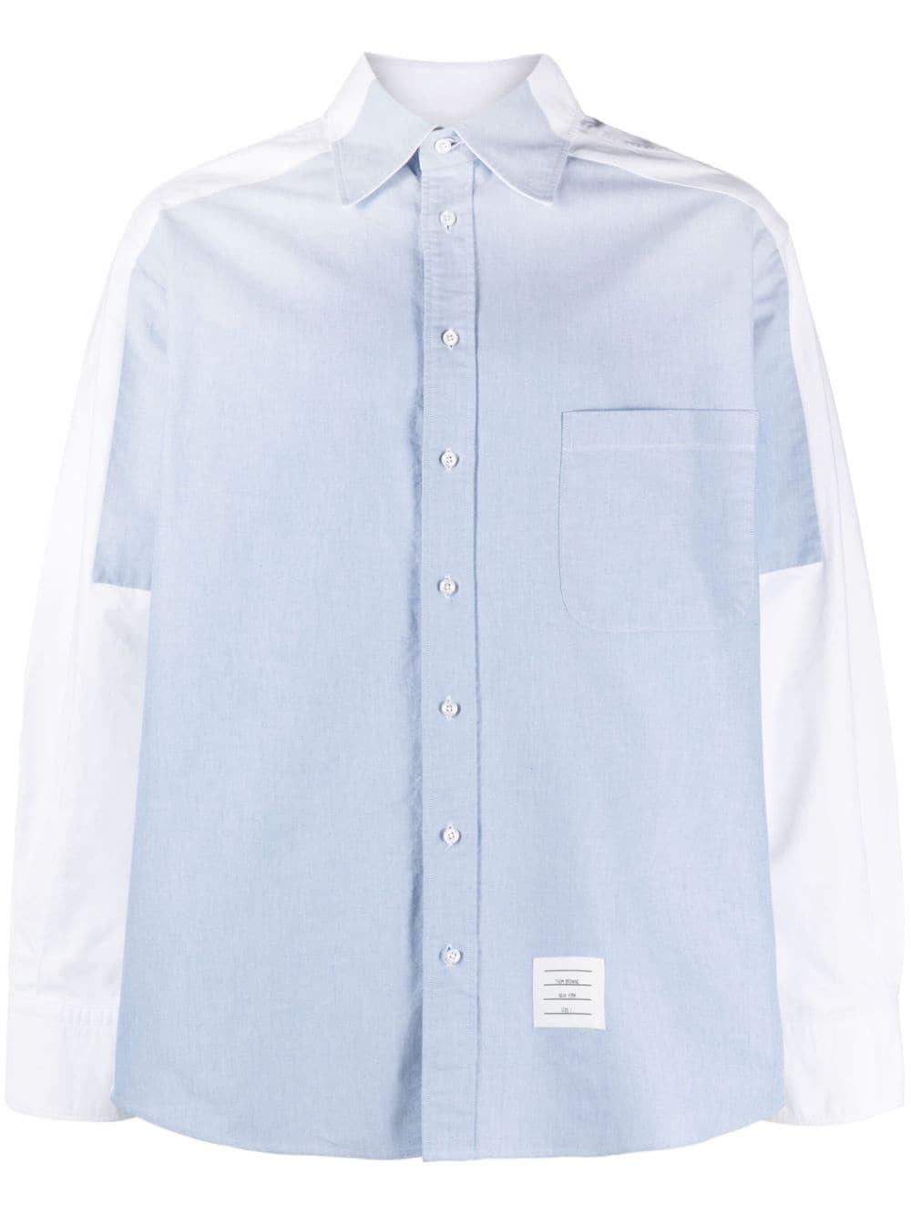 Thom Browne Panelled Cotton Shirt In Blue