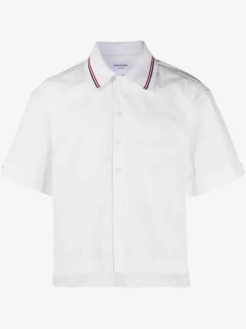 Thom Browne short-sleeve seersucker cotton shirt