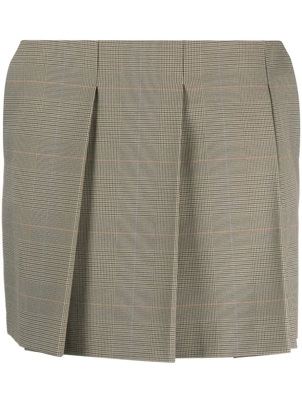 Shop Sportmax Checked Pleated Miniskirt In Brown