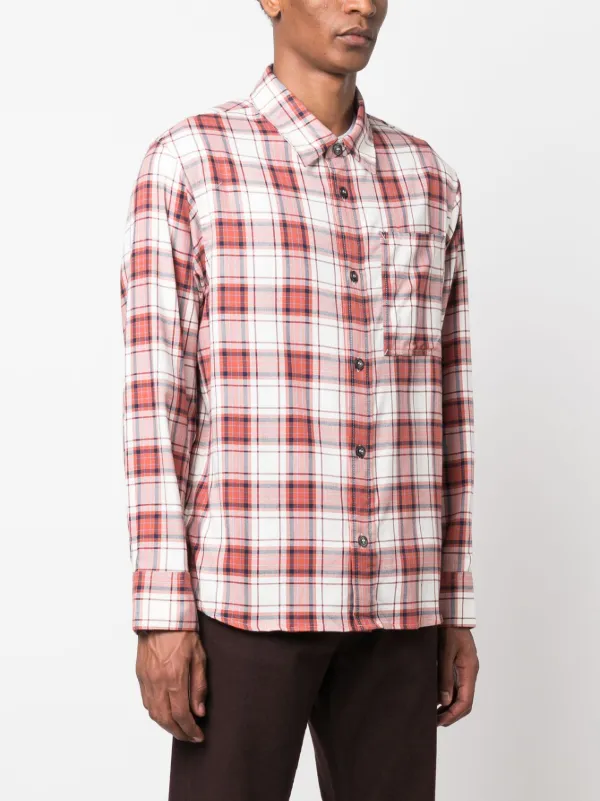 A.P.C. check-pattern Cotton Shirt | Neutrals | FARFETCH