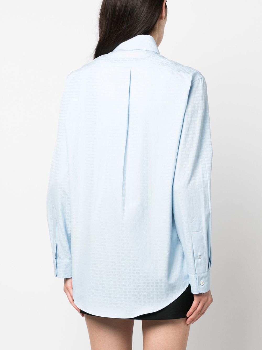 Miu Miu logo-print long-sleeve poplin shirt Women