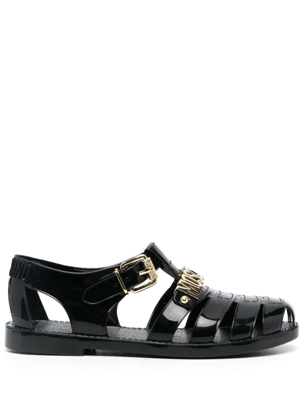 Moschino logo-plaque caged sandals