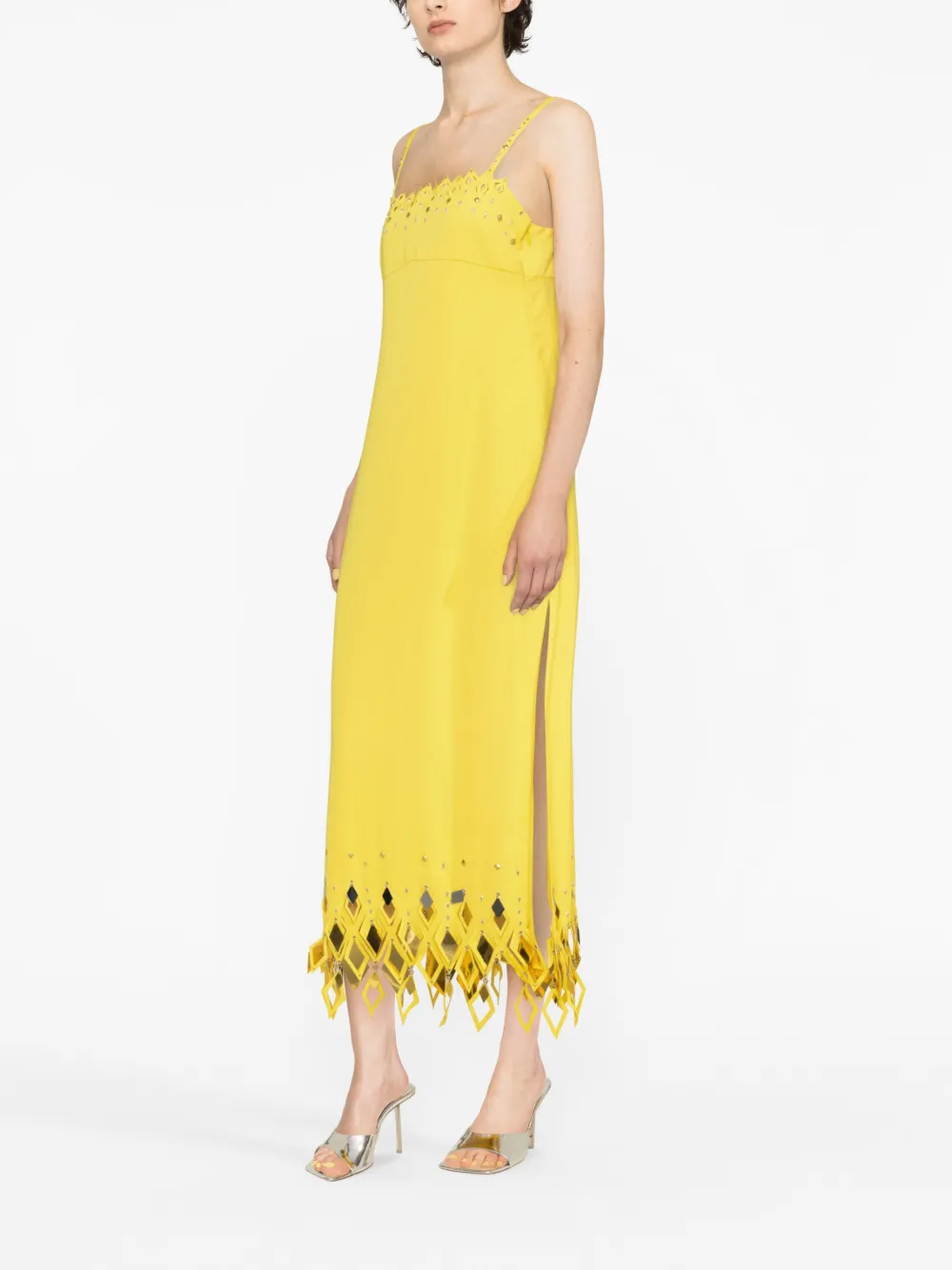 Yellow midi best sale slip dress