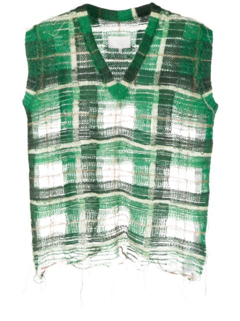 Maison Margiela distressed checked tank top Men