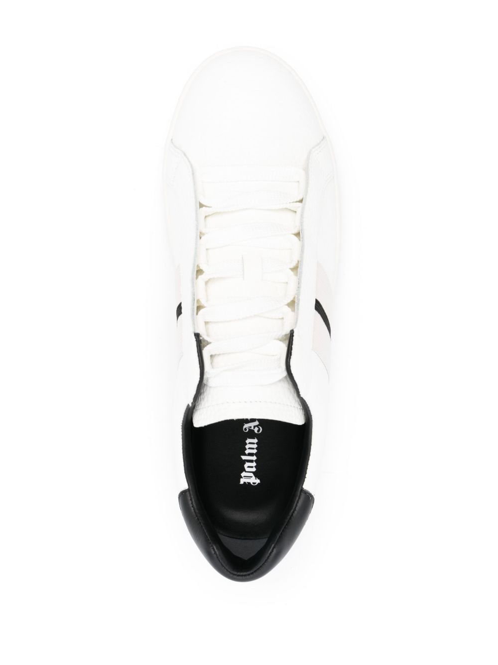 Shop Palm Angels Logo-print Leather Sneakers In White