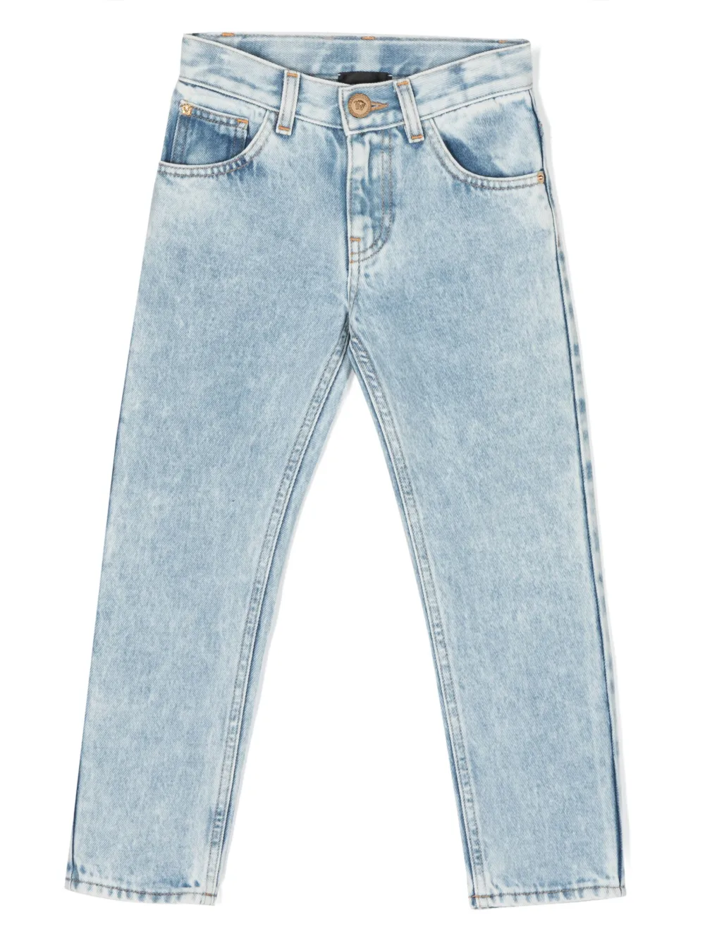 Versace Kids jean droit à patch logo - Bleu Top Merken Winkel