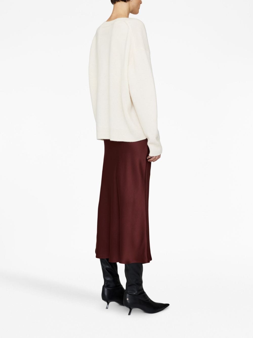 Shop Anine Bing Bar Silk High-waisted Skirt In Brown