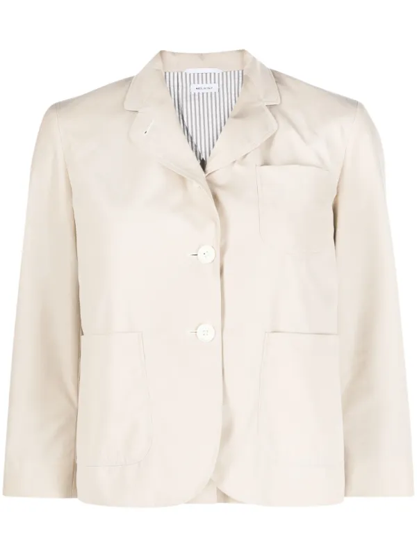 Thom Browne Rounded-collar Single-breasted Blazer in Neutrals