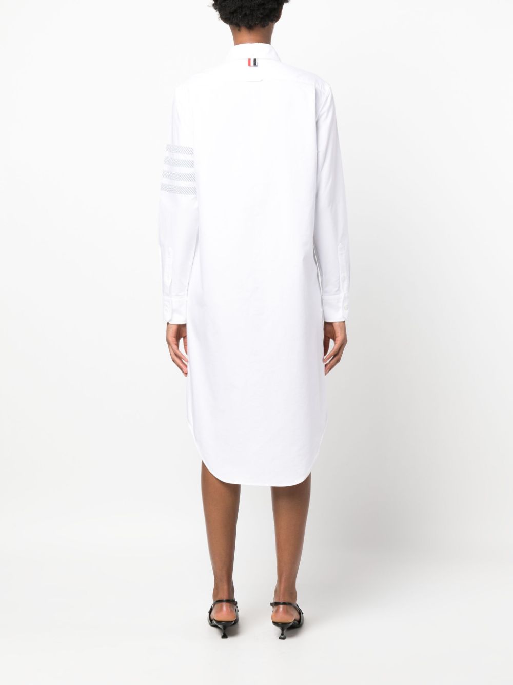 Shop Thom Browne 4-bar Cotton Shirt Dress In White