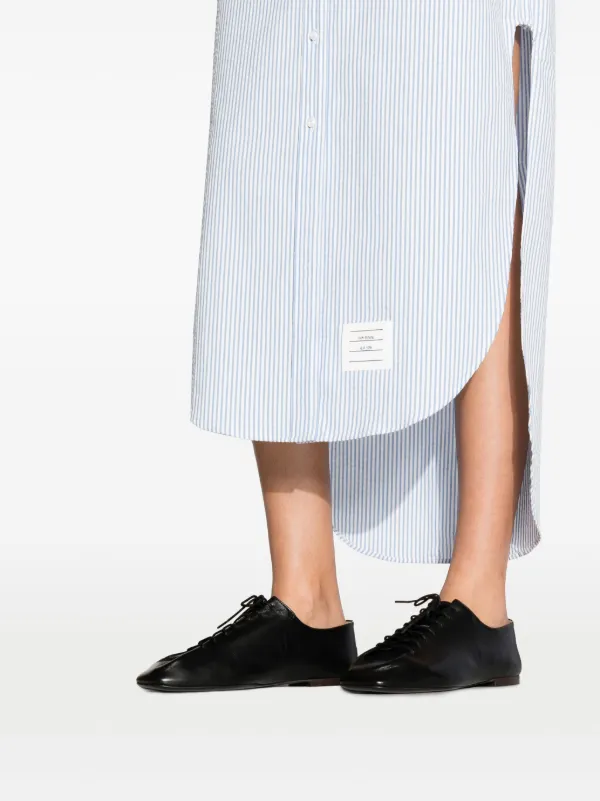 スカート THOM BROWNE Striped shirt dress THOM BROWNE Asymmetric pleated striped cotton mini shirt