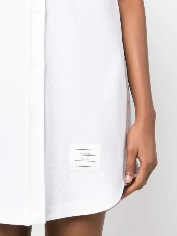 Thom Browne sequin-detail Cotton Shirt Dress | White | FARFETCH