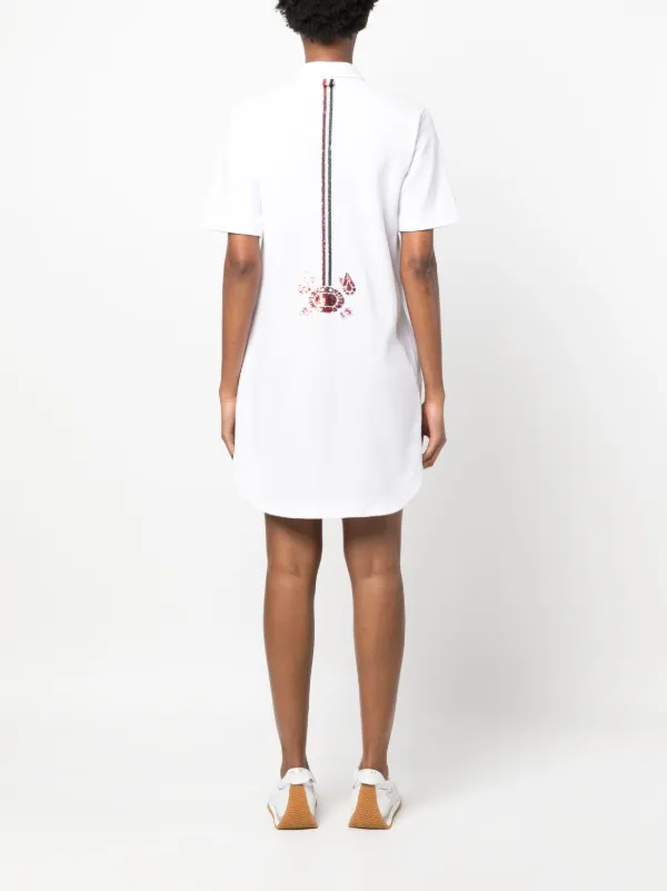 Thom Browne sequin-detail Cotton Shirt Dress | White | FARFETCH