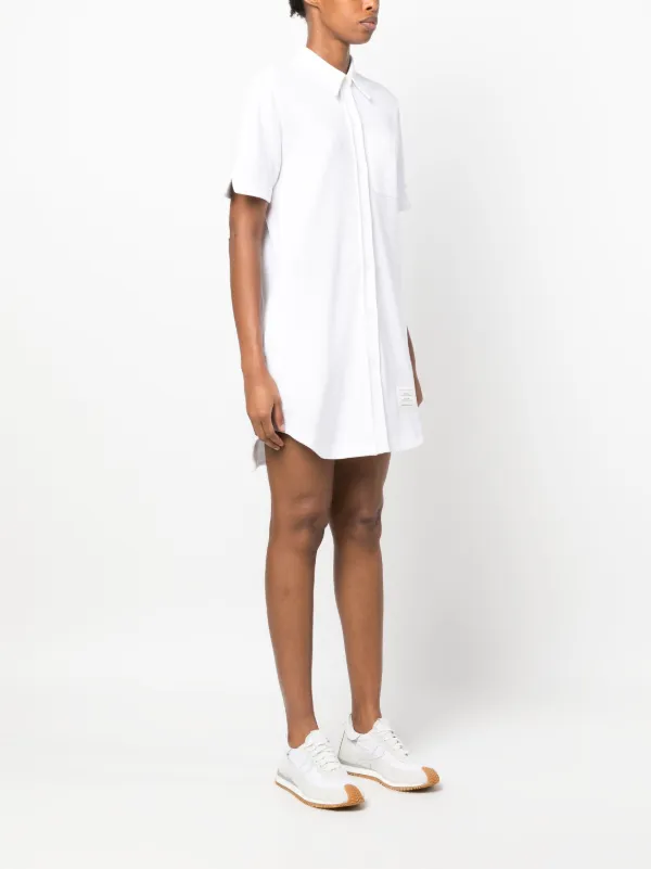 Thom Browne sequin-detail Cotton Shirt Dress | White | FARFETCH