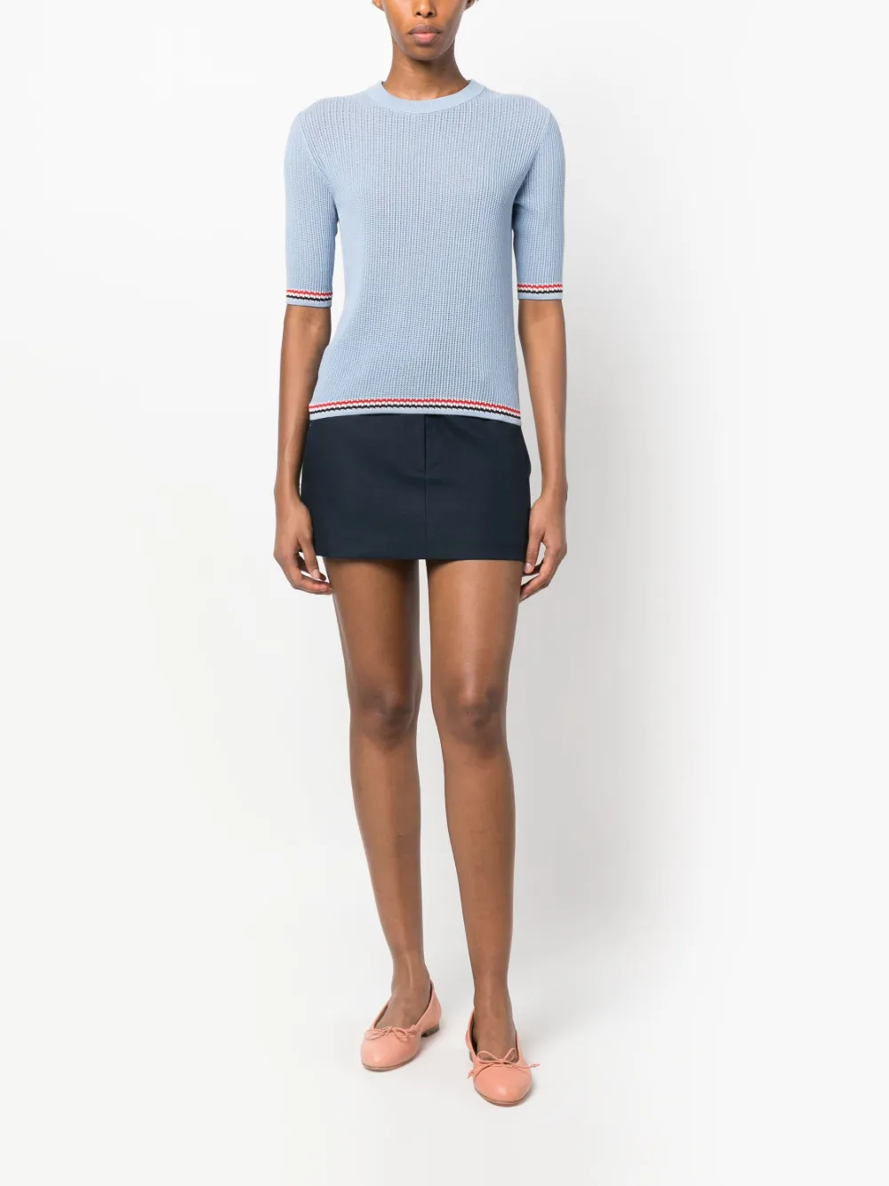 Thom Browne top de tejido calado con ribete de rayas RWB | Suéteres | Image 2