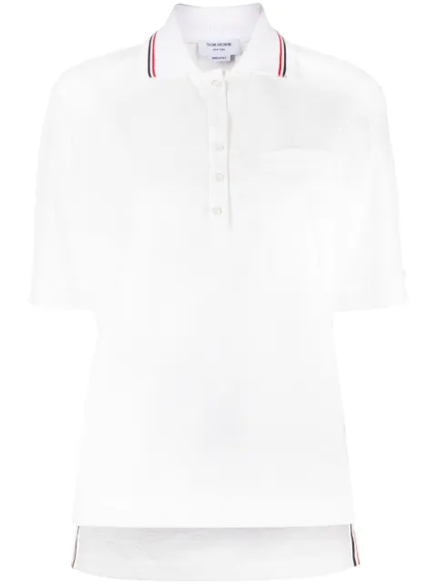 Thom Browne RWB-stripe seersucker polo top