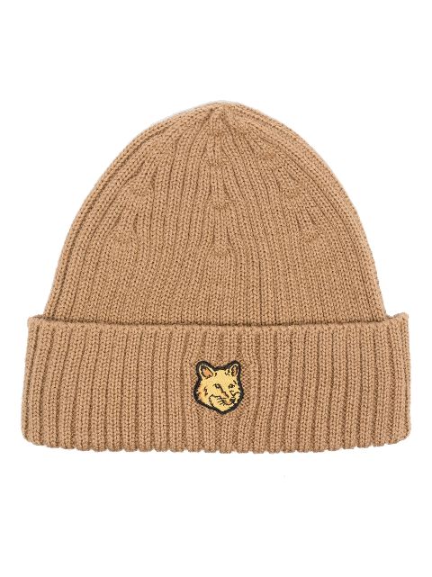 Maison Kitsune Fox-motif ribbed beanie Men