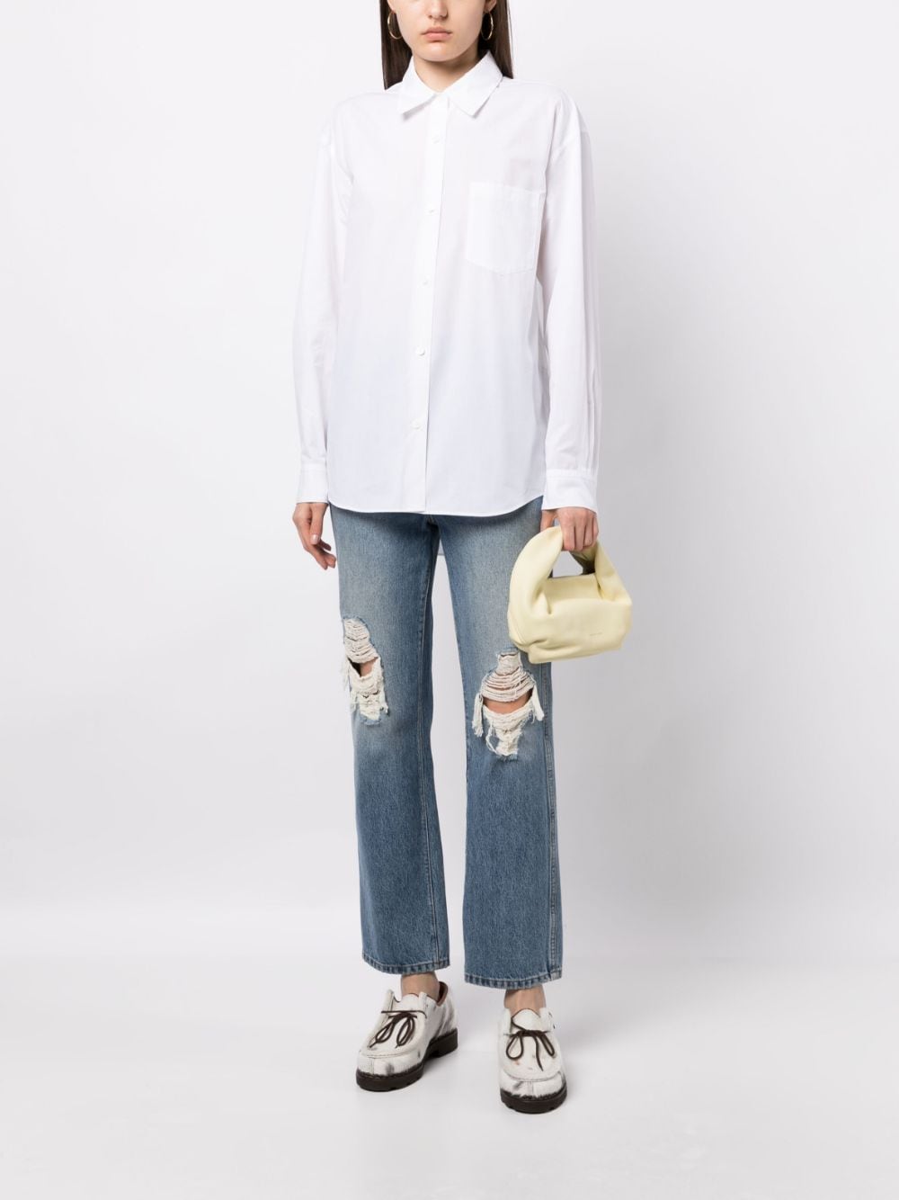 Shop Studio Tomboy Long-sleeve Cotton Shirt In Weiss