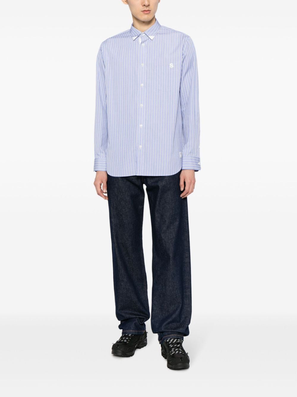 sacai striped cotton shirt - Blauw