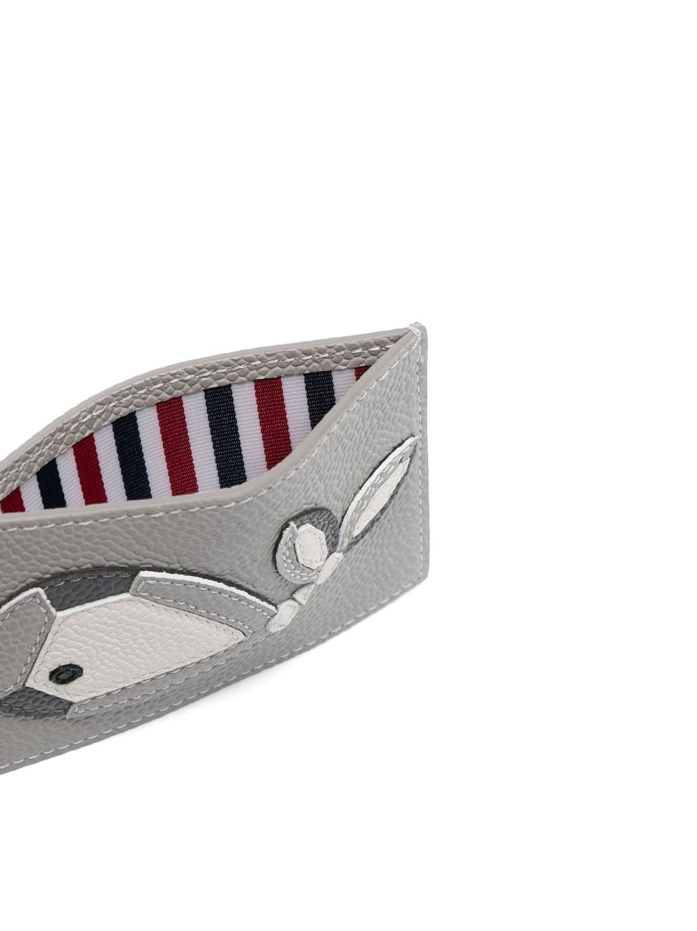 Shop Thom Browne Whale-appliqué Pebbled Cardholder In Grey