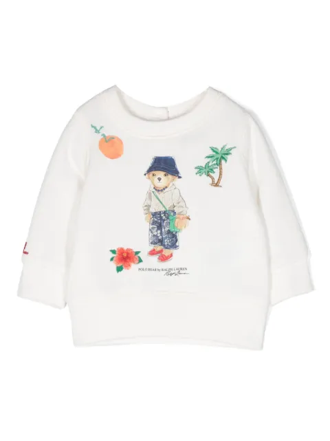 POLO RALPH LAUREN KIDS Polo Bear-motif cotton-blend sweatshirt