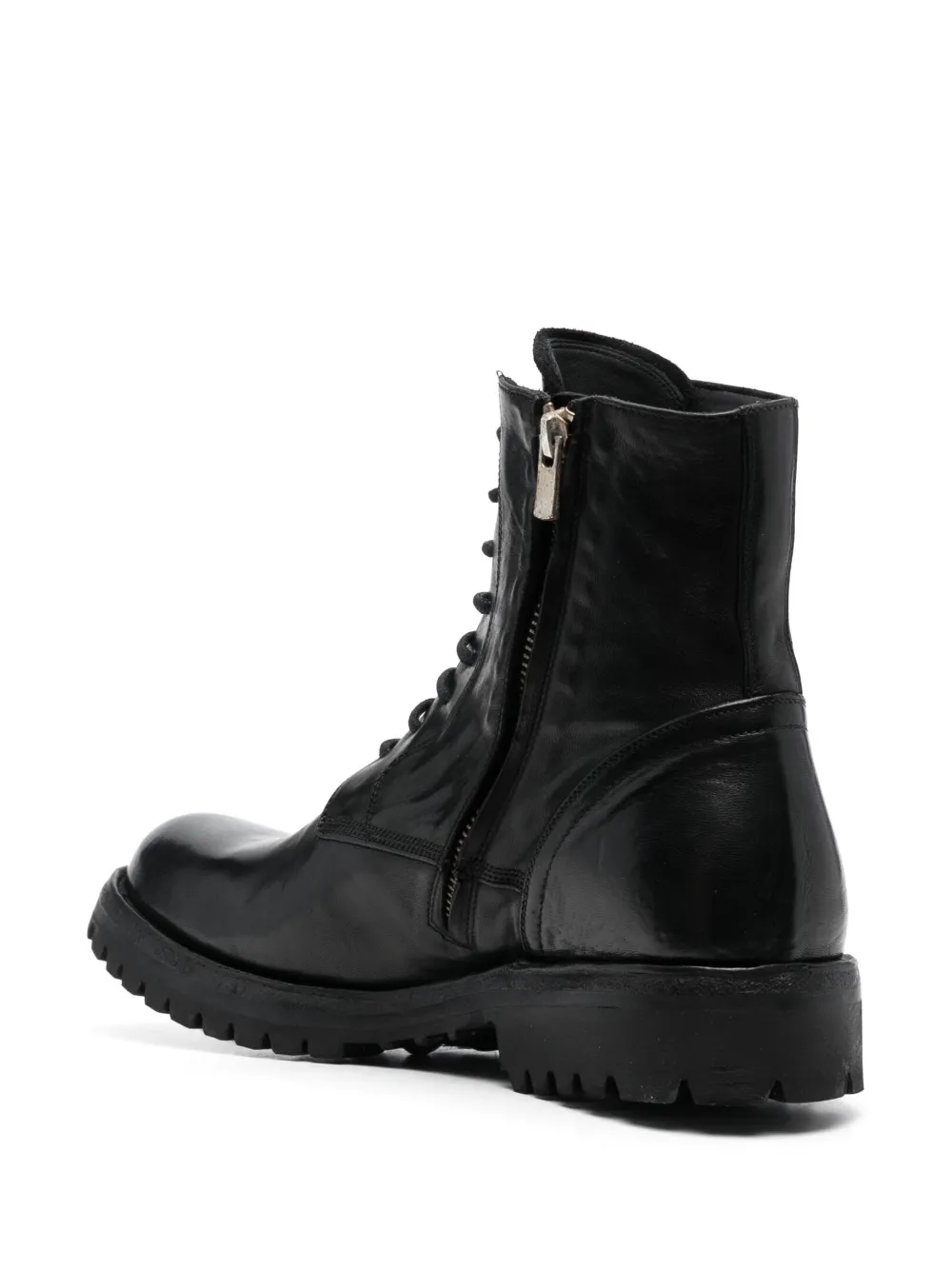 Officine Creative Lace-up Leather Boots In Schwarz