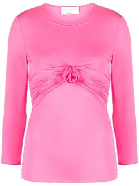 Blumarine floral-appliqué gathered T-shirt 