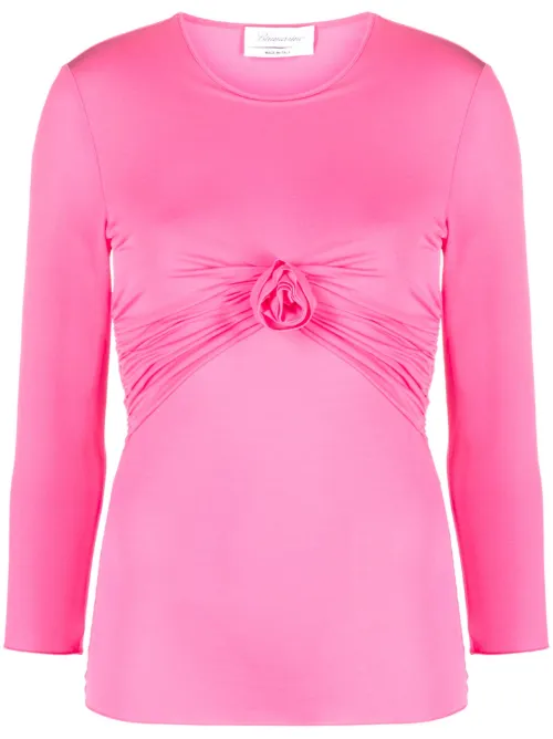 T-shirt froncé à appliqué fleur - Blumarine - Modalova