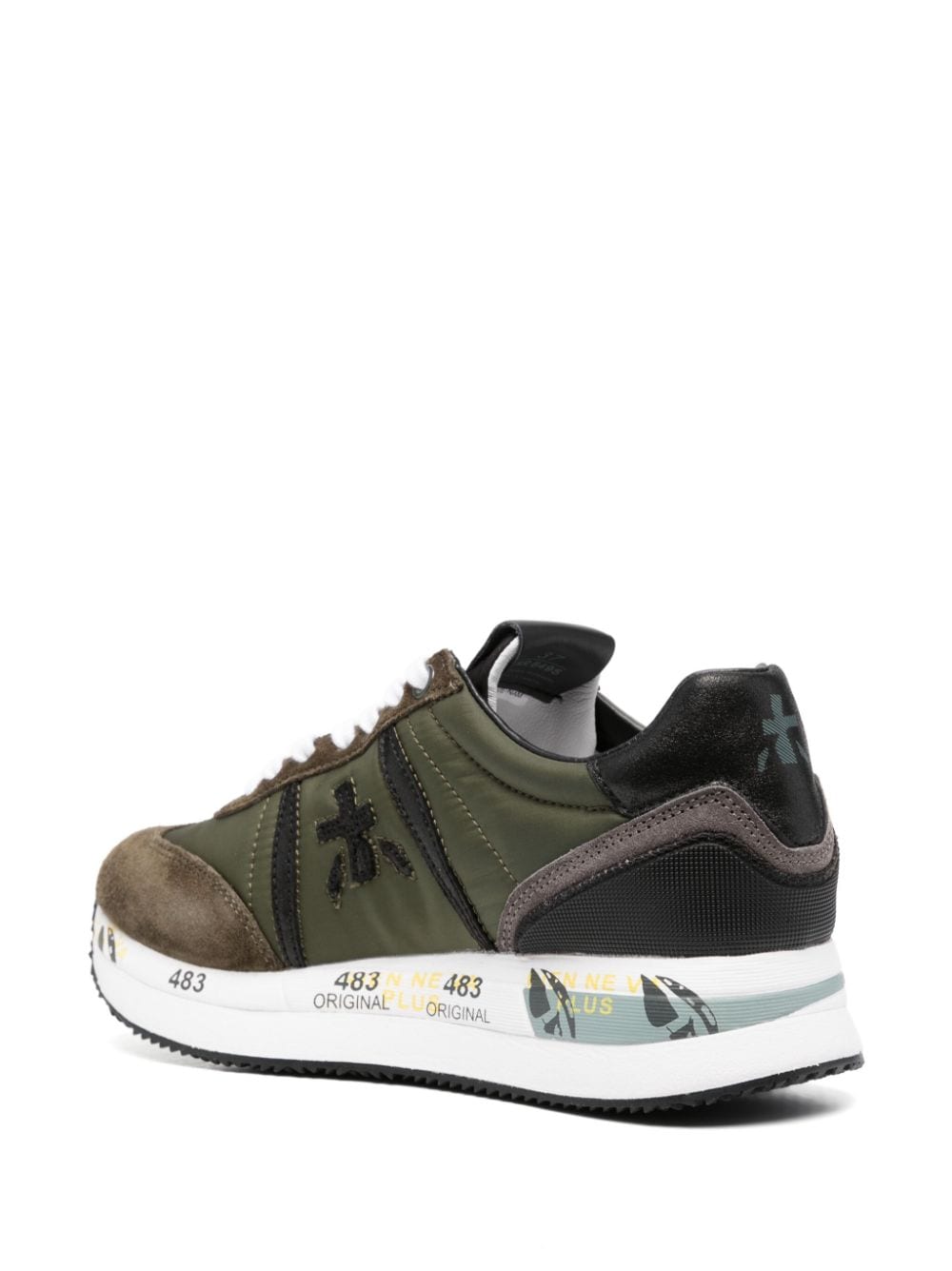 Shop Premiata Conny Panelled Sneakers In Green