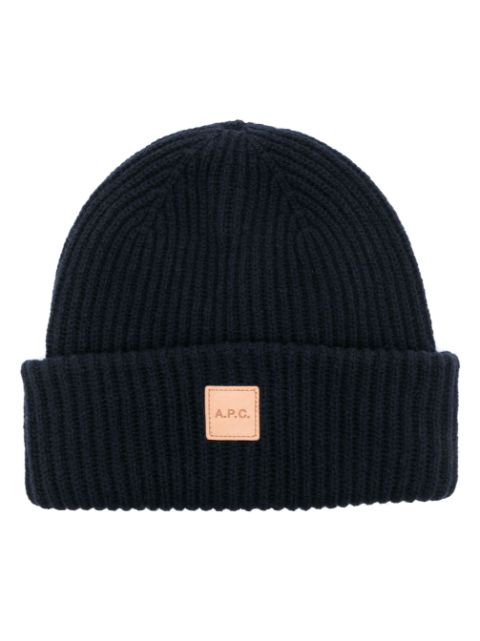 A.P.C. logo-applique wool-blend beanie Men