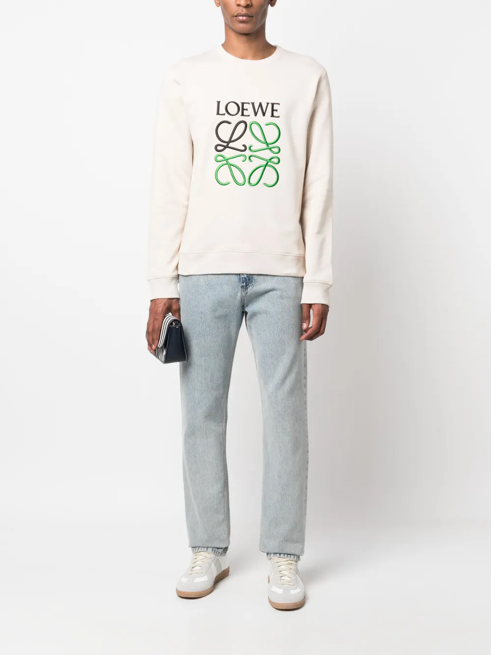 LOEWE Trui met geborduurd logo - Beige