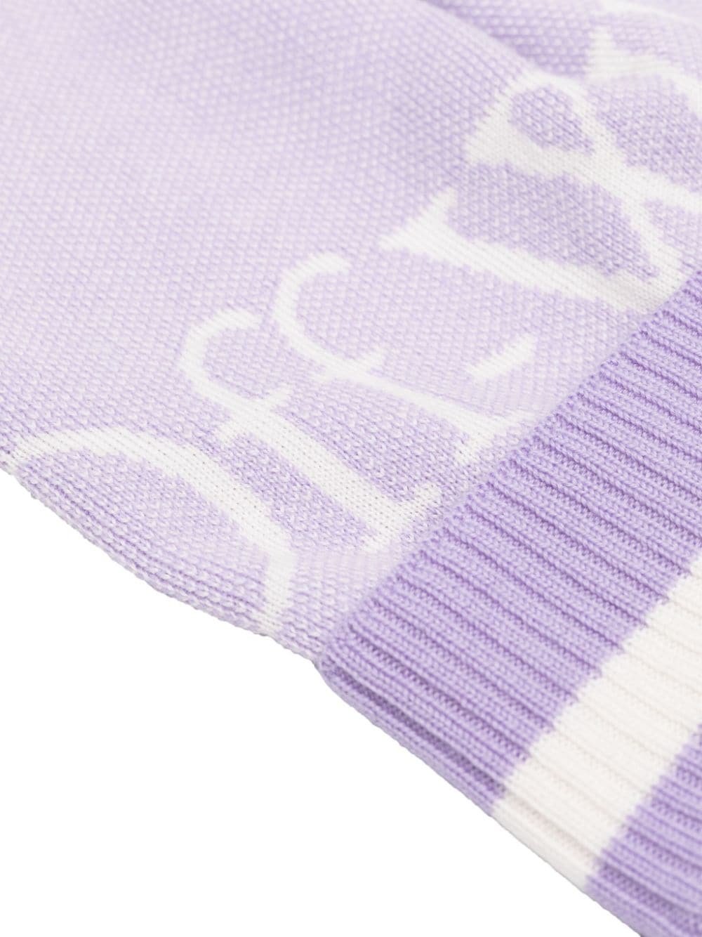 Shop Off-white Logo-knit Wool Beanie In Purple