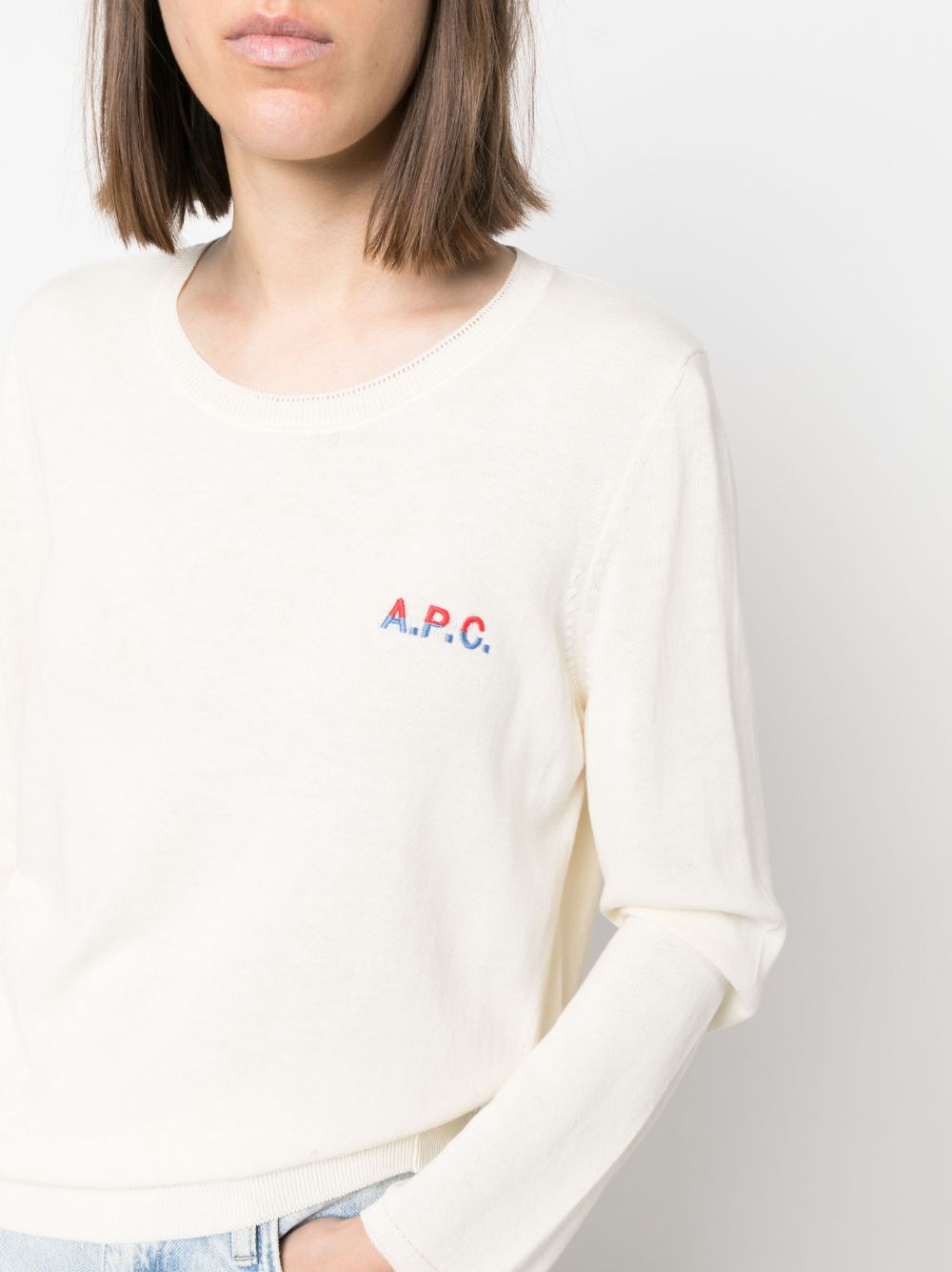 A.P.C. logo-embroidered cotton jumper Women