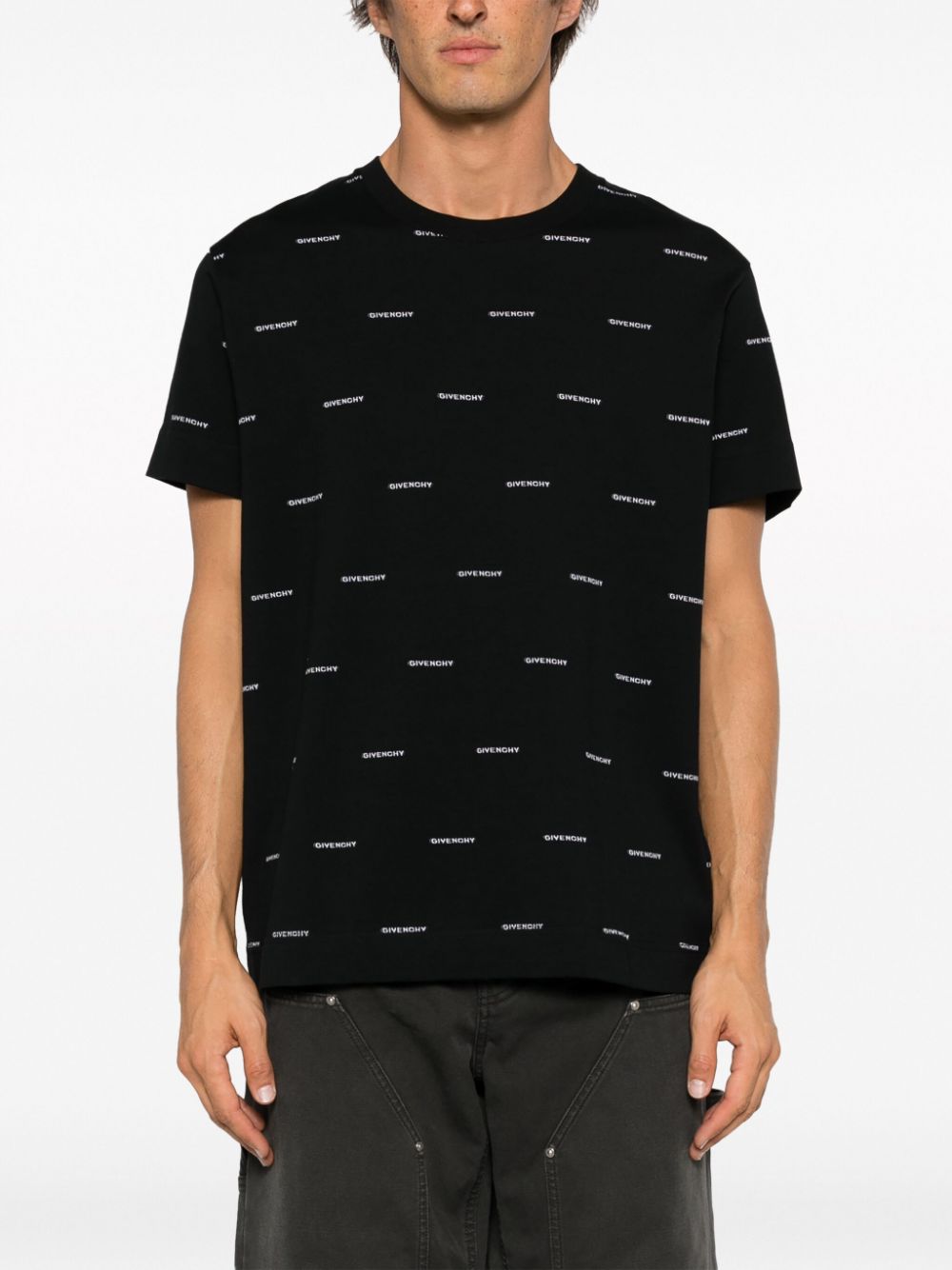 Shop Givenchy 4g Logo-print Cotton T-shirt In Black