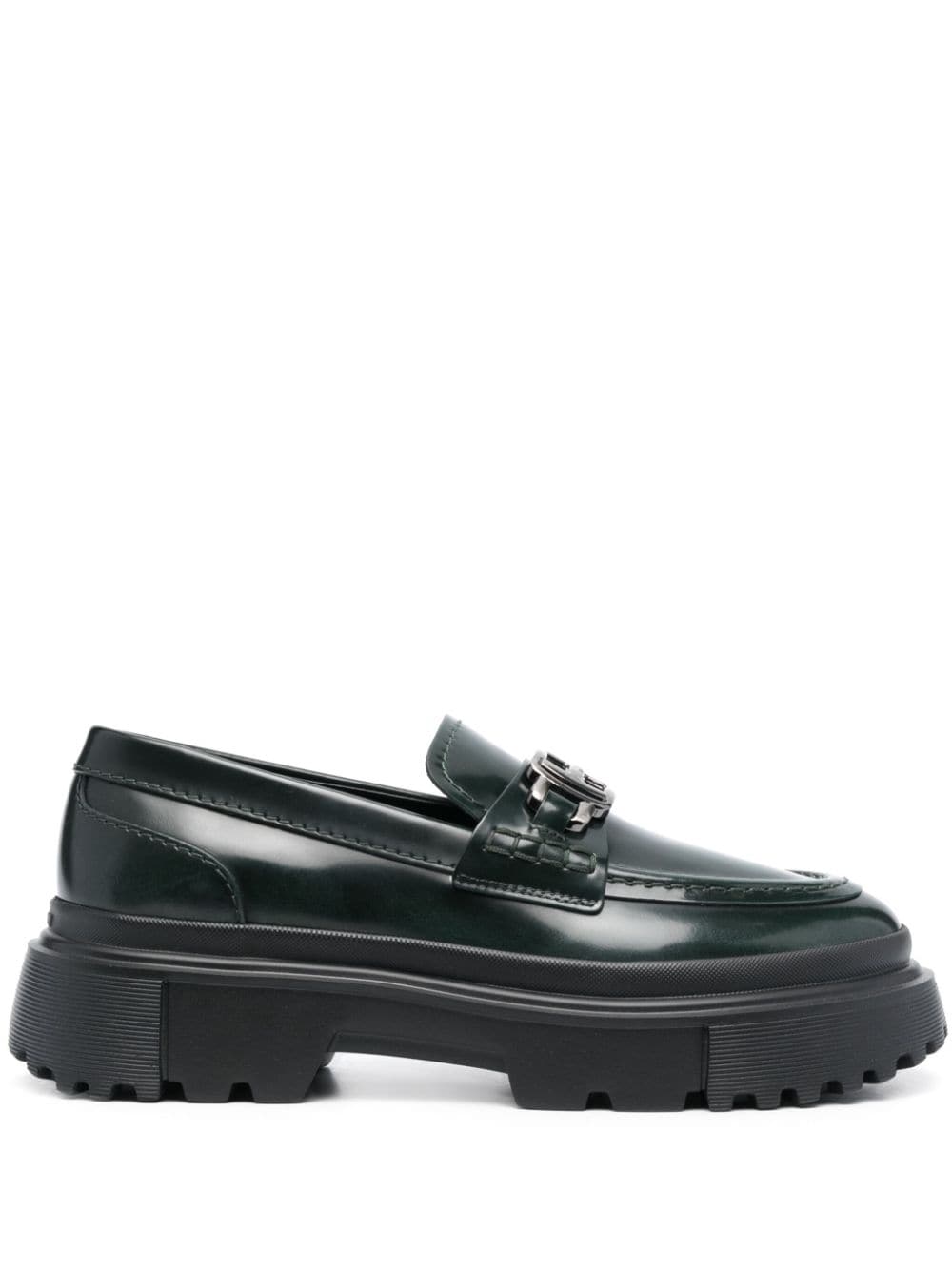 Shop Hogan 40mm Slip-on Leather Loafers In Green