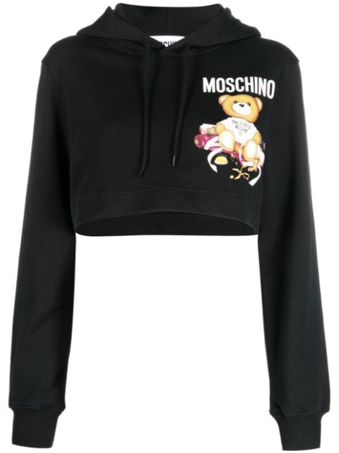 Moschino Teddy Bear cotton cropped hoodie