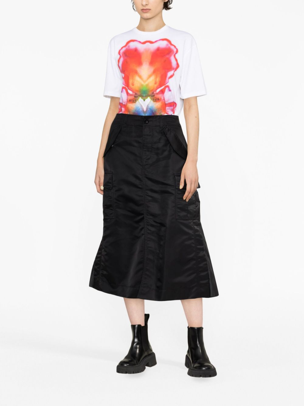 sacai rear-pleated cargo skirt - Zwart