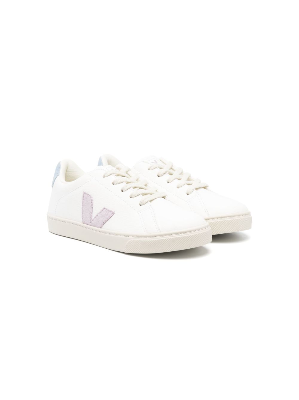 VEJA Kids logo-patch low-top leather sneakers - White